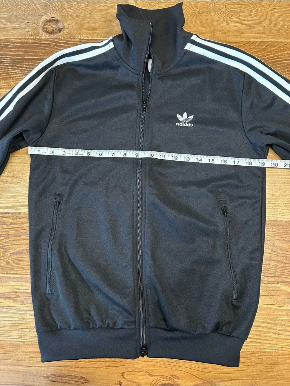adidas Black Track Jacket with White Stripes